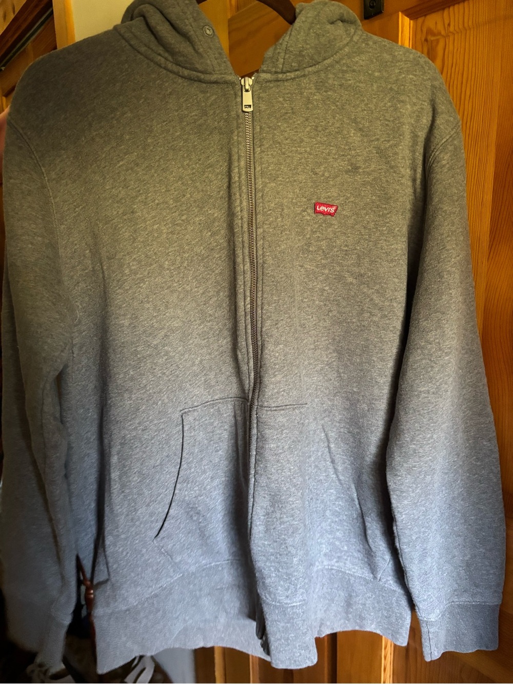 Levi's Light Gray Zip-Up Hoodie Sweatshirt